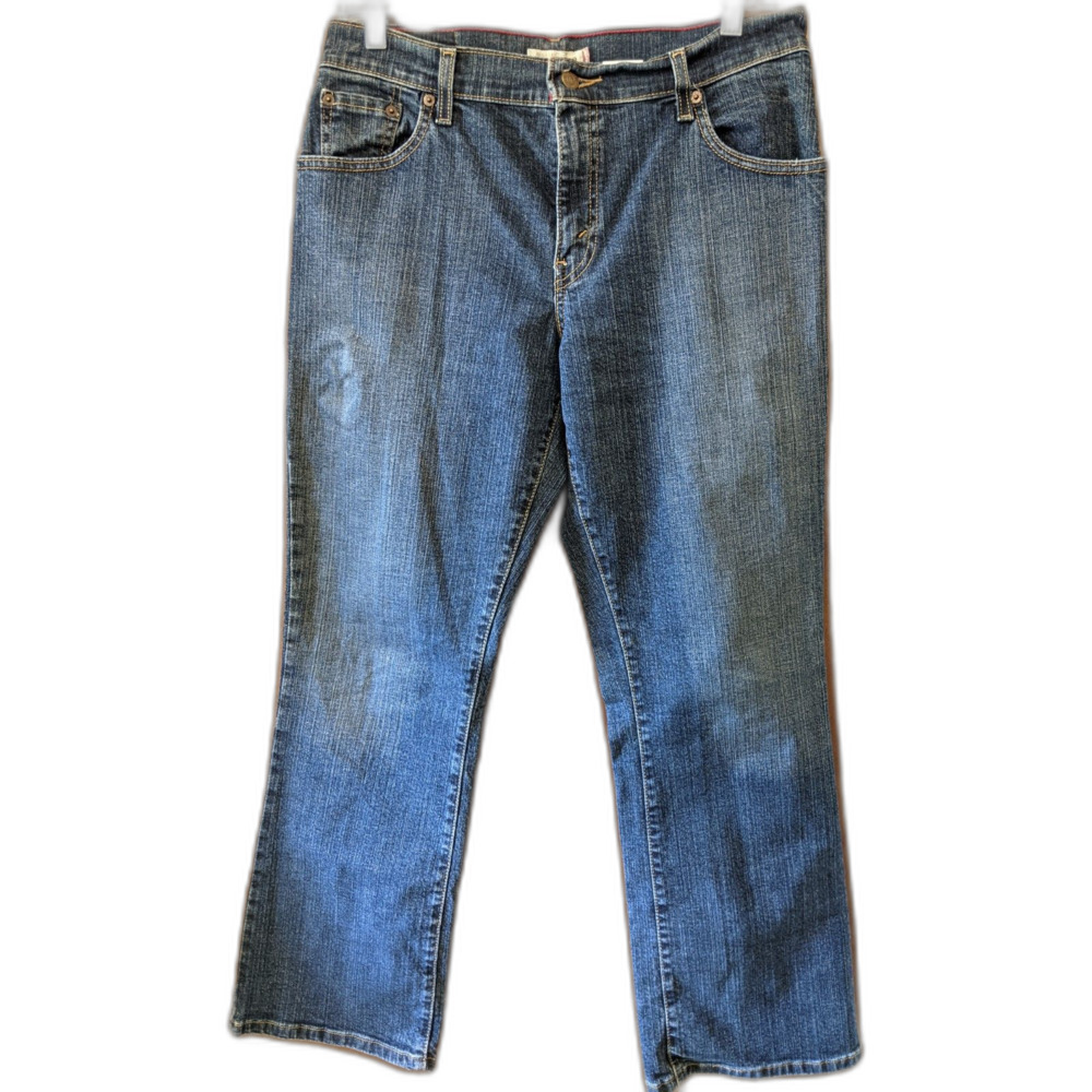 Levis 550 Jeans Relaxed Boot Cut Blue Denim Sz 10 Petite Coastal Cowgirl Grunge